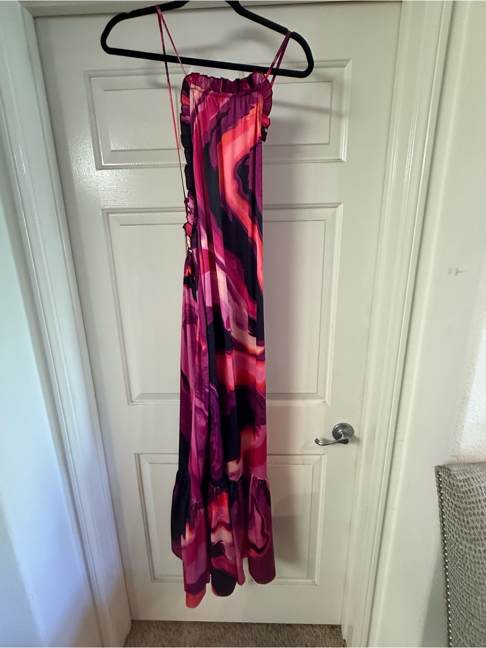 Anthropology Vibrant Pink & Purple Maxi Dress